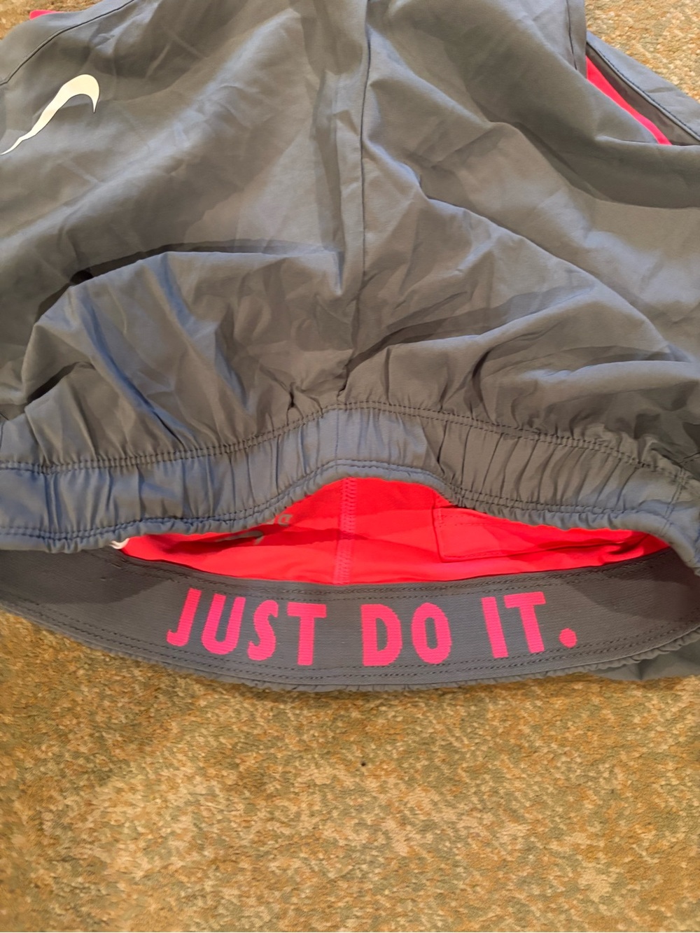 Nike Dri-FIT Athletic Running Shorts Gray Pink Built In Liner Medium - Picture 2 of 11